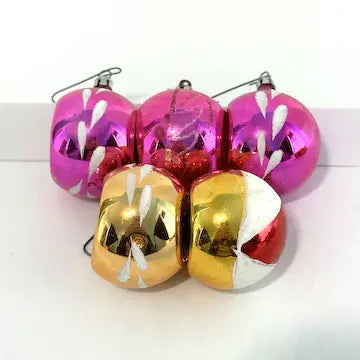 10 Small Vintage Blown Glass Ornaments