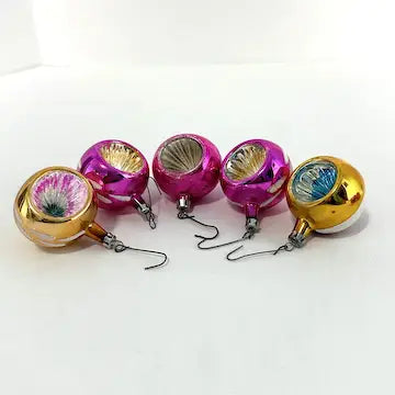 10 Small Vintage Blown Glass Ornaments