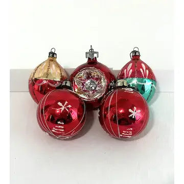 10 Small Vintage Blown Glass Ornaments
