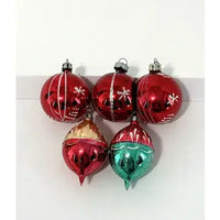10 Small Vintage Blown Glass Ornaments