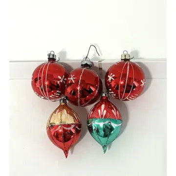 10 Small Vintage Blown Glass Ornaments