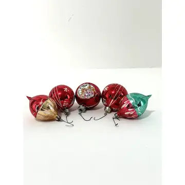 10 Small Vintage Blown Glass Ornaments