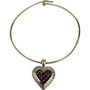 10k Gold Diamond and Created Ruby Heart Charm on a 14k Gold Wire Bracelet