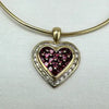 10k Gold Diamond and Created Ruby Heart Charm on a 14k Gold Wire Bracelet