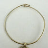 10k Gold Diamond and Created Ruby Heart Charm on a 14k Gold Wire Bracelet
