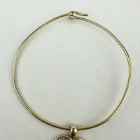 10k Gold Diamond and Created Ruby Heart Charm on a 14k Gold Wire Bracelet