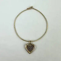 10k Gold Diamond and Created Ruby Heart Charm on a 14k Gold Wire Bracelet