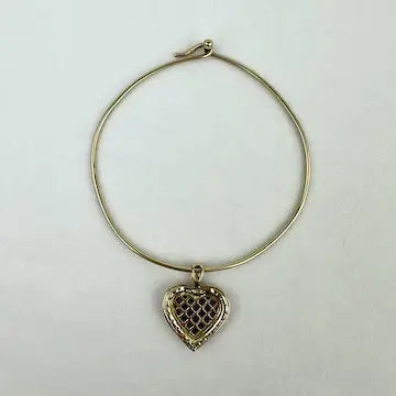 10k Gold Diamond and Created Ruby Heart Charm on a 14k Gold Wire Bracelet