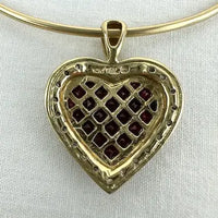 10k Gold Diamond and Created Ruby Heart Charm on a 14k Gold Wire Bracelet