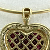 10k Gold Diamond and Created Ruby Heart Charm on a 14k Gold Wire Bracelet