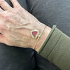 10k Gold Diamond and Created Ruby Heart Charm on a 14k Gold Wire Bracelet