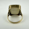 10k Gold Moonstone Signet Ring with Heron & Fleur de Lis Intaglio