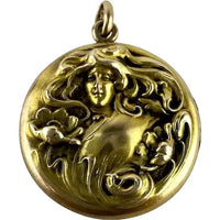 14k Gold Art Nouveau Repousse Locket