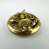 14k Gold Art Nouveau Repousse Locket