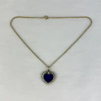 14k Gold Lapis and Diamond Pendant Necklace