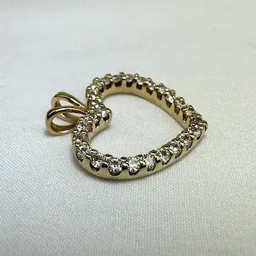 14k Gold Moissanite Heart Charm Pendant