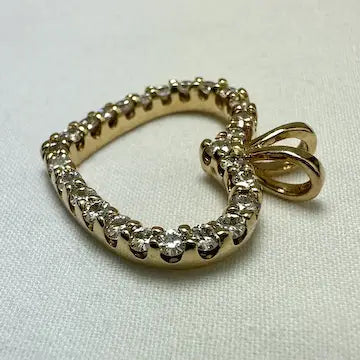 14k Gold Moissanite Heart Charm Pendant