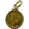 1851 Solid Gold Dollar Coin Charm or Pendant