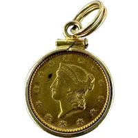1851 Solid Gold Dollar Coin Charm or Pendant
