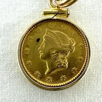 1851 Solid Gold Dollar Coin Charm or Pendant