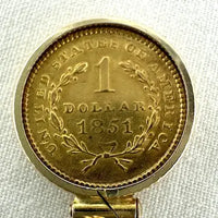 1851 Solid Gold Dollar Coin Charm or Pendant