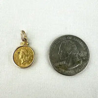1851 Solid Gold Dollar Coin Charm or Pendant