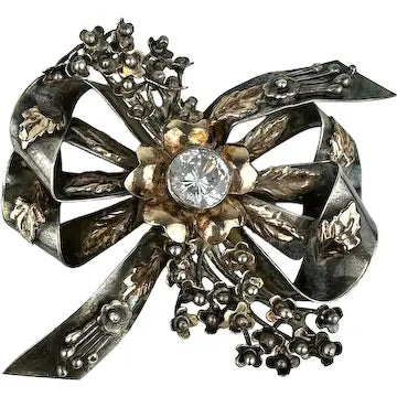 1940’s Hobe Sterling and 14K Gold Overlay Brooch