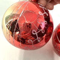 2 Jumbo Vintage Glass Ornaments with Hand Painted Designs