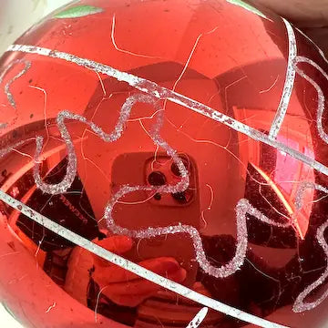 2 Jumbo Vintage Glass Ornaments with Hand Painted Designs