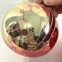 2 Jumbo Vintage Glass Ornaments with Hand Painted Designs
