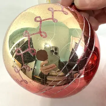 2 Jumbo Vintage Glass Ornaments with Hand Painted Designs