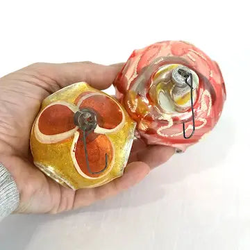 2 Vintage Triple Indent Christmas Ornaments