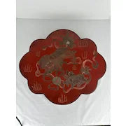 20th c Chinese Red Lacquer Box with Foo Dog Motif