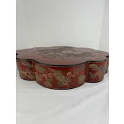 20th c Chinese Red Lacquer Box with Foo Dog Motif
