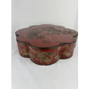 20th c Chinese Red Lacquer Box with Foo Dog Motif