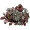 21 Antique French Glass Beaded Flowers with Metal Flower Frog