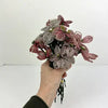 21 Antique French Glass Beaded Flowers with Metal Flower Frog
