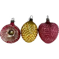 3 Vintage German Textured Ornaments