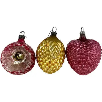 3 Vintage German Textured Ornaments