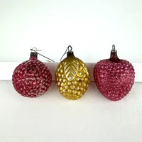 3 Vintage German Textured Ornaments