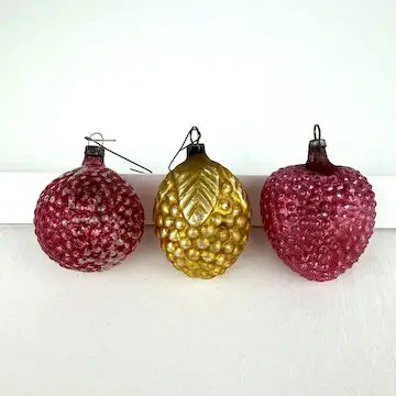 3 Vintage German Textured Ornaments