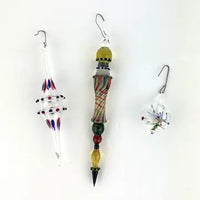 3 Vintage Lampworked Glass Christmas Ornaments