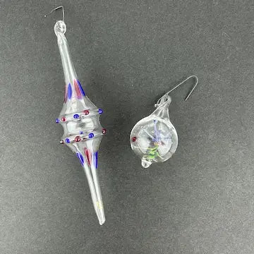 3 Vintage Lampworked Glass Christmas Ornaments