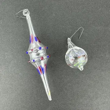 3 Vintage Lampworked Glass Christmas Ornaments