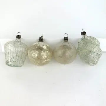 4 Antique Clear Feather Tree Ornaments