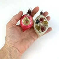 4 Small Vintage Glass Ornaments with Indents