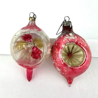 4 Small Vintage Glass Ornaments with Indents