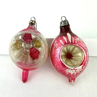 4 Small Vintage Glass Ornaments with Indents
