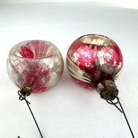 4 Small Vintage Glass Ornaments with Indents