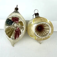 4 Small Vintage Glass Ornaments with Indents